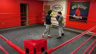 Pad Work - Beginner Boxer Learns Basics of Offense & Defense