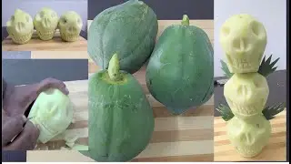 Halloween papaya skull carving | ஹாலோவீன் பப்பாளி மண்டை ஓடு