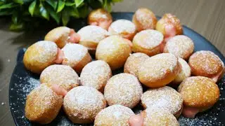 Strawberry Flavoured Cream Filled Donuts || Bite Size
