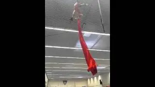 Aerial Silks Double Pencil drop slow prep