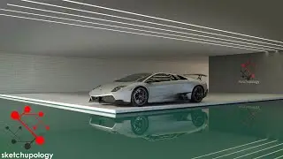 sketchup vray realistic rendering tutorial -  render a car -   indoor lighting - sketchupology