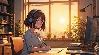 Chill Lo-fi Beats | Cozy Anime Study Room at Golden Hour 📚✨