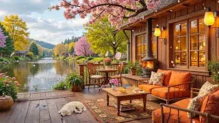 Relaxing Jazz Instrumental Music ☕ Cozy Spring Coffee Shop Ambience For Study, Work