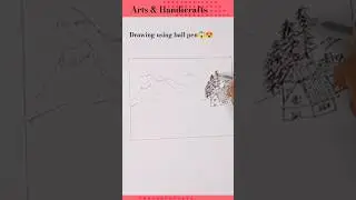 scenery drawing with ball pen 😱#art #shorts #pendrawing #arttutorial