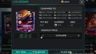 50'000'000 to99999999 Messi cards on FIFA 18  mobile market