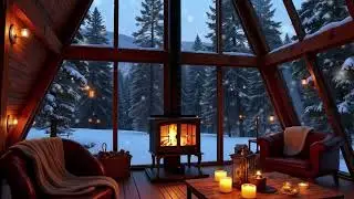 Snowfall Piano Lounge 🌨️ Warm Firelight Ambience for Calm Winter Nights & Holiday Comfort