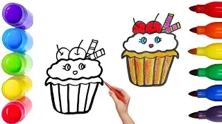 How To Draw cute Cake Drawing, Painting & Coloring For Kids and Toddlers_ Child Art 🐋🌈🎨