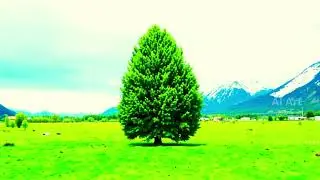 AI Generated Majestic Green Tree Standing Strong in the Heart of the Pasture 🌳🌄