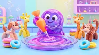 ✨ Magic Rainbow Mix! NOVA The Slime Plays with Balloon Buddies & Piping Bags | Satisfying 3D ASMR