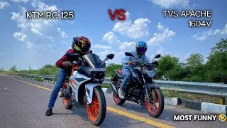 tvs apache rtr 160 4v vs ktm rc 125 | ये क्या मज़ाक हो रहा🤣| highway battle ⚡