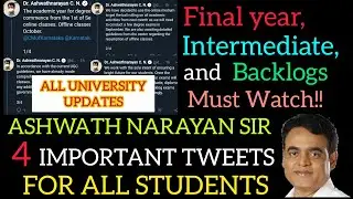 ASHWATH NARAYAN SIR 4 IMPORTANT TWEETS FOR ALL STUDENTS || FINAL YEARS, INTERMEDIATE AND BACKLOGS