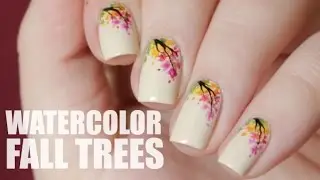 Watercolor Rainbow Tree | Easy DIY Fall Nail Art