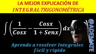 Integral trigonom&eacute;trica 81| integral de (1/(Cosx)-(Cosx)/(1+Senx))dx | identidades trigonom&eacute;tricas