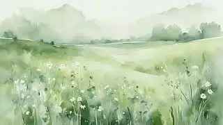 Grassland Watercolor Painting | TV Art | 2 Hours Silent