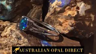 Australian Lightning Ridge Blue Sterling Silver Opal Ring