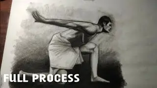 Dynamic Figure Drawing in Charcoal | Full process 