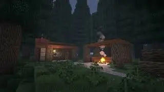 A wooden cabin in a rainy forest | Minecraft Ambience w | C418 Music Box |  Minecraft Relax Music