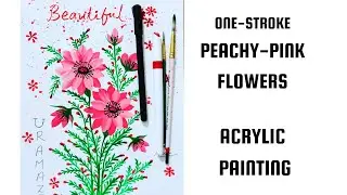 Beautiful😍PEACH FLOWERS II Acrylic Painting #art#flowerpainting#acrylicpainting#artvideo#viralvideo