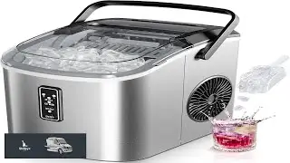 EUHOMY Ice Maker Countertop with Carry Handle 9 Cubes Ready in 6