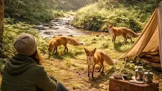 No Talking ASMR | Daytime Forest Camping & Dancing Foxes 🦊🌿