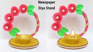 Newspaper Diya Stand &bull; How to make diya stand diya decoration 2023 &bull; diwali decoration &bull; diya holder