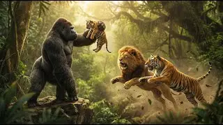 Giant Gorilla Steals Baby Tiger – Heroic Lion & Tigress Rescue!