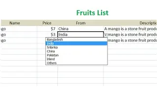 How to create a drop down menu in excel ?