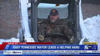 Oliver Springs mayor clears icy roadways in personal skid steer