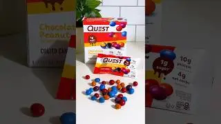 Meet the Quest&trade; Chocolatey Peanut Coated Candies - 1g sugar, 10g protein, & 4g net carbs per bag! 💪