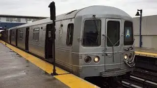 NYC Subway HD 60fps: R46 A Train Departs Broad Channel Station w/ Wheelslip & Dead Motors