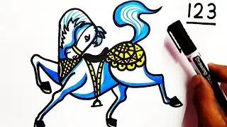 World's first easy horse drawing from 1 2 3
