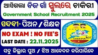 ଗାଁ ସ୍କୁଲରେ ଚାକିରୀ | Odisha School Recruitment 2025 | New Government Jobs