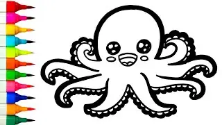 OCTOPUS DRAWING | How To Draw A Octopus Easy Step by Step | Draw Sea Animal Octopus 🐙🦑