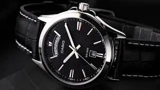 Casio Enticer Classic Analog Black Dial Leather Men's Watch 