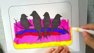 How to Draw a Birds on a Tree Branch Silhouette