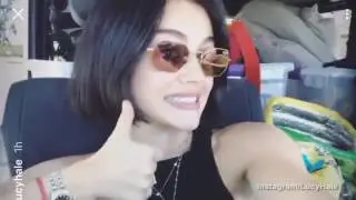 Lucy Hale starts on her road trip with her precious pooch