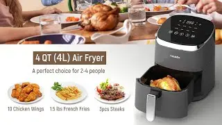 Air Fryers 4 Qt, Fabuletta 9 Customizable Smart Cooking Programs Compact Air Fryer, Shake