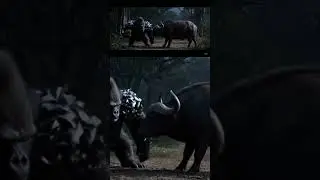 Obsidian Armor Gorilla vs Cape Buffalo &ndash; The Cat Must Live! #cat #youtubeshorts #watchtotheend