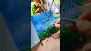Easy Nature Painting with Poster Colors | Peaceful Landscape for Beginners | Simple Poster Color Art