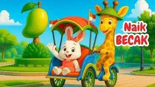 Naik Becak 🚲🐰🦒  - Lagu Anak Indonesia Populer | Balita TK PAUD