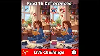 Spot 15 Differences LIVE! Cozy Reading Room Puzzle Challenge ☕📖🧐
