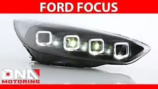 DNA Motoring 15-18 Ford Focus Sequential Halo Black Clear Headlights