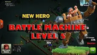 clash of clans LEVEL 5 BATTLE MACHINE GAMEPLAY | BUILDER HALL LEVEL 5 NEW HERO AMAZING GAMEPLAY
