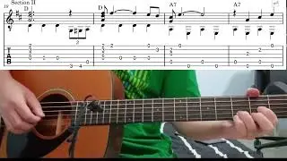 Blue Christmas (Elvis Presley)  - Easy Fingerstyle Guitar Playthough Lesson With Tabs