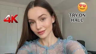 4K See Through wet vs dry Outfit Try On Haul | Transparent Lingerie & Mesh Dress Review 