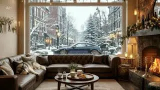 Cozy Winter Café ☕❄️ | Gentle Snow & Soft Evening Ambience