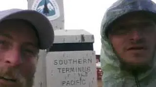Winter thru-hike of Pacific Crest Trail - Trauma and Pepper's selfie from the terminus