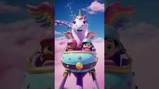 Unicorn Roller Coaster in the Clouds?! | Fluffy Cotton Candy Ride! 🦄🌈🍭 #shortsfeed