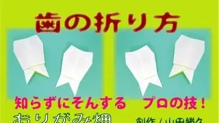 折り紙歯の折り方作り方　創作　Origami tooth