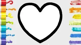 How to Draw Rainbow Heart with Glitter Coloring Page and Drawing Book for Kids, Toddlers